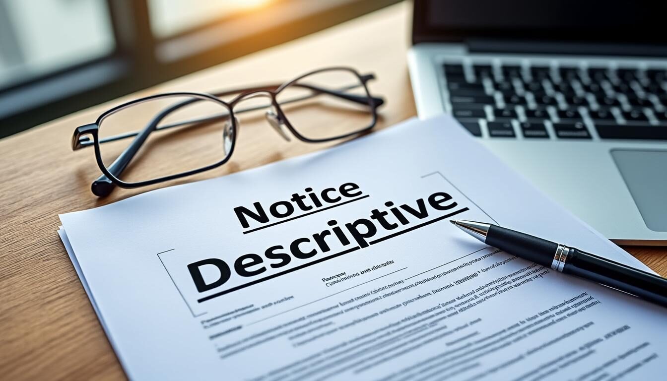 découvrez tout ce qu'il faut savoir sur la notice descriptive : son contenu essentiel et les obligations légales à respecter pour une information claire et complète.